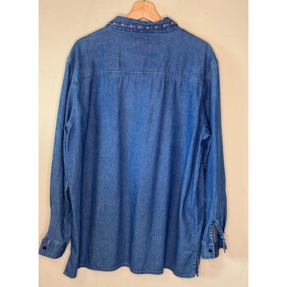 VTGA Bobbie Brooks Appliqued CATS Denim Blue Jean Cotton Long Sleeved Shirt: XL - Picture 3 of 4